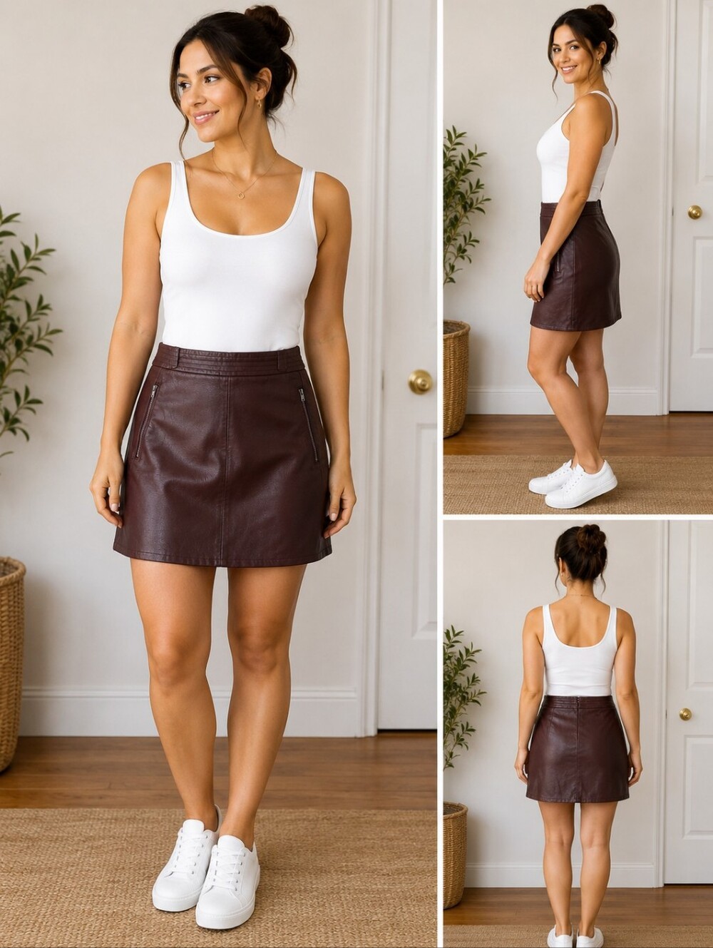 Scotch & Soda Rich Brown FAUX LEATHER Mini Skirt Size M